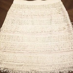 Boutique highwaisted cream fringe skirt! Small
